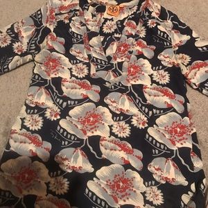 Tory Burch tunic- red, blue, gray